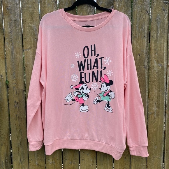 Disney Mickey & Minnie Oh What Fun Sweater Sz L - Picture 1 of 9